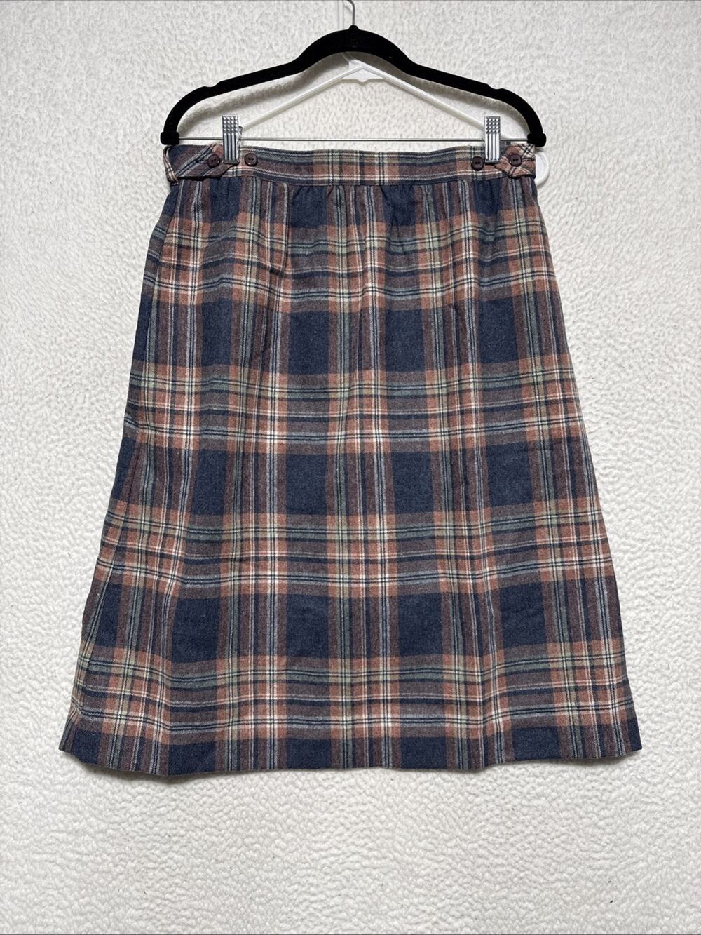 VTG 80’s Donnkenny Women's Wool Blend Plaid Midi Skirt Preppy Size 17/18